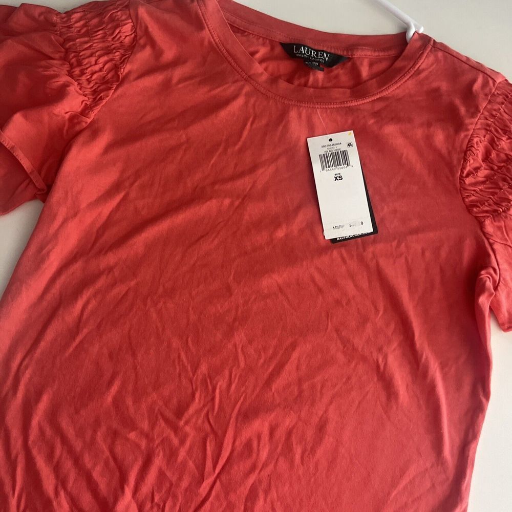 Women's Lauren Ralph Lauren Ruffle Short Sleeve Shirt Top XS Extra Small